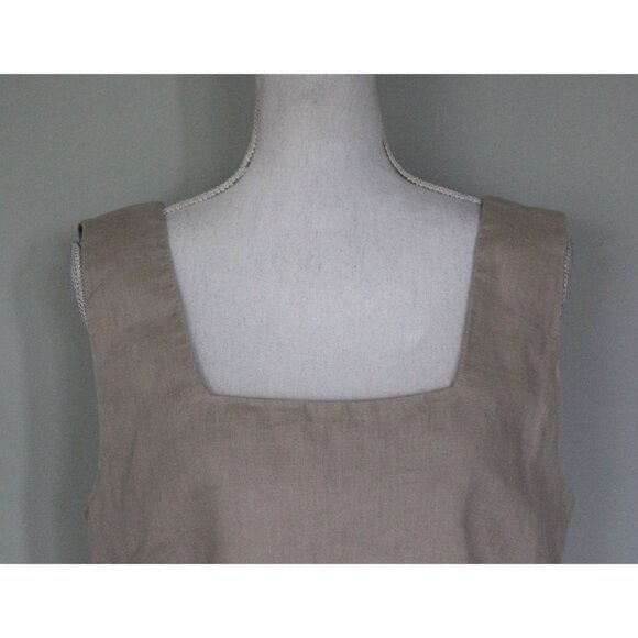 THE RESET R LABEL 100% Linen Beige Boxy Crop Top Tank, Size M Medium - Picture 3 of 12